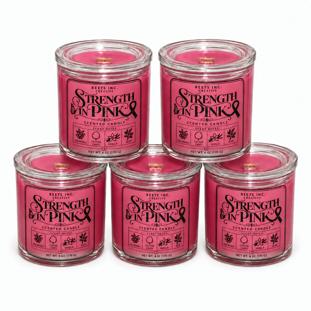 Strength in Pink – 6 oz Wooden Wick Candle